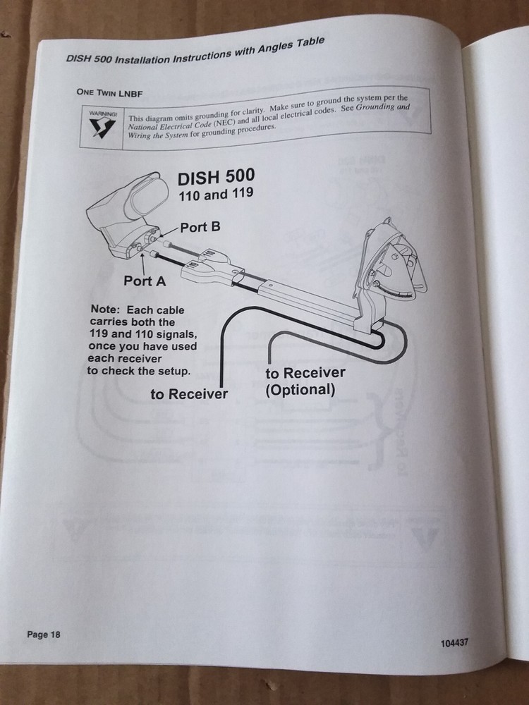 Dish 500 Installation Instructions with Angles Table - Used