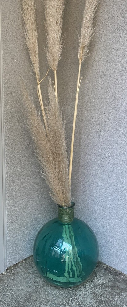 hand blown small solid blue glass vase