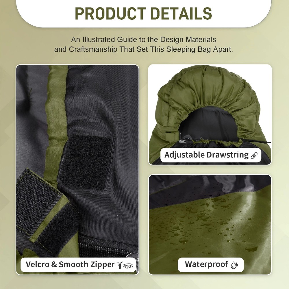Rectangular Waterproof Sleeping Bag USB Heating Pad, Backpacking Hiking Camping
