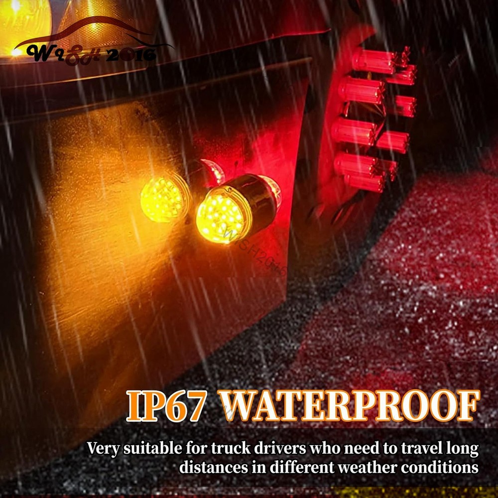 2PCS 17 LED Dual Function Watermelon Double Face Light Amber Red Chrome Lights