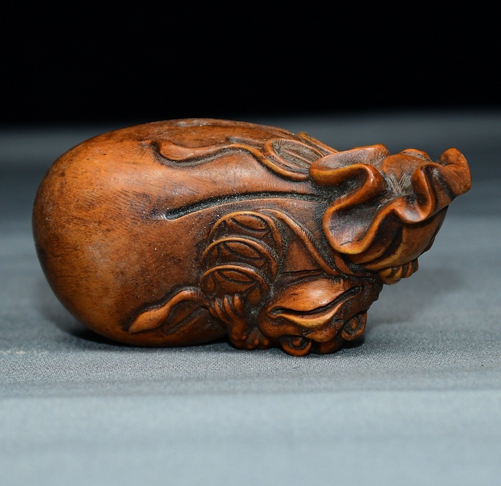 Exquisite Small Leaf Boxwood Golden Toad Handle
