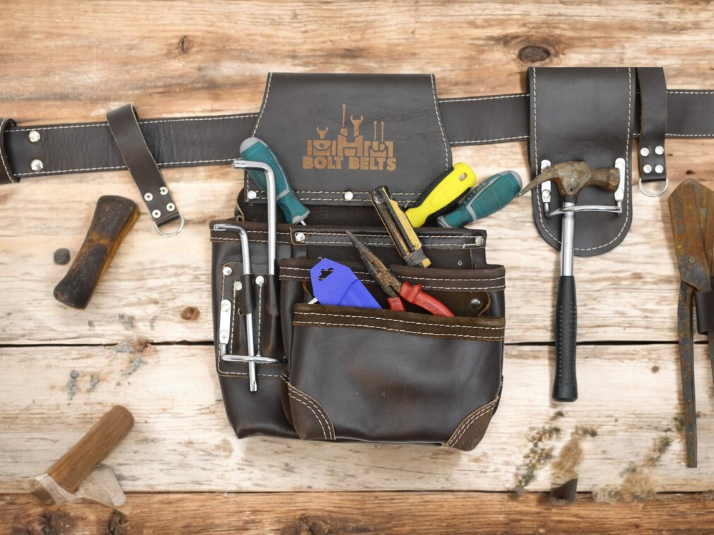 Leather Tool Belt for Construction, carpenter - Adjustable, tool belt, & comfort