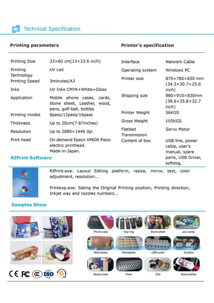 Exclusive Bundle Price Refine Full Color A3 RF-ZZ2C UV Flatbed Printer USA Tech