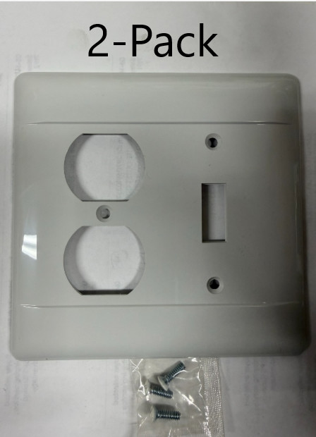 BAKELITE 2-GANG COMBO PLATE SMOOTH   (2- PACK) WHITE NOS