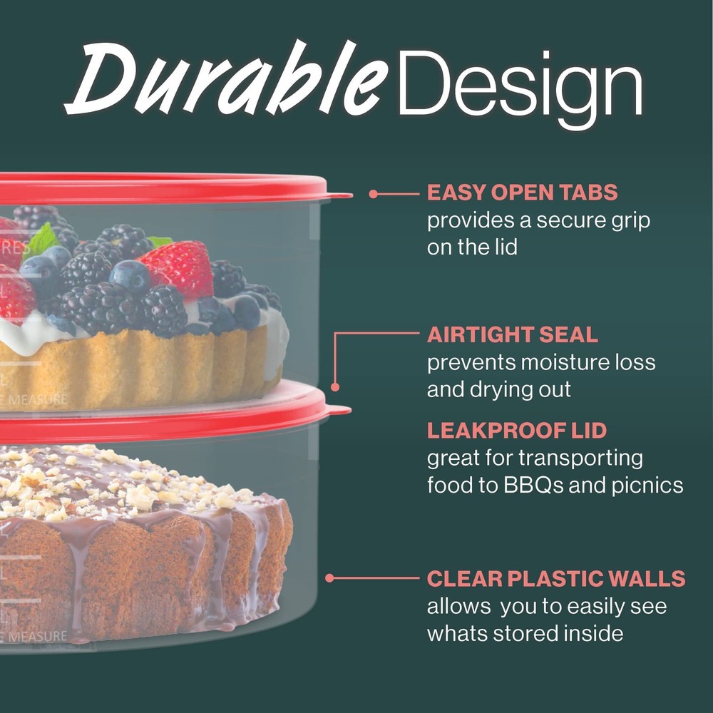 2 Pack Pie Carrier Cake Storage Container with Lid 10.5"Large Round Clear