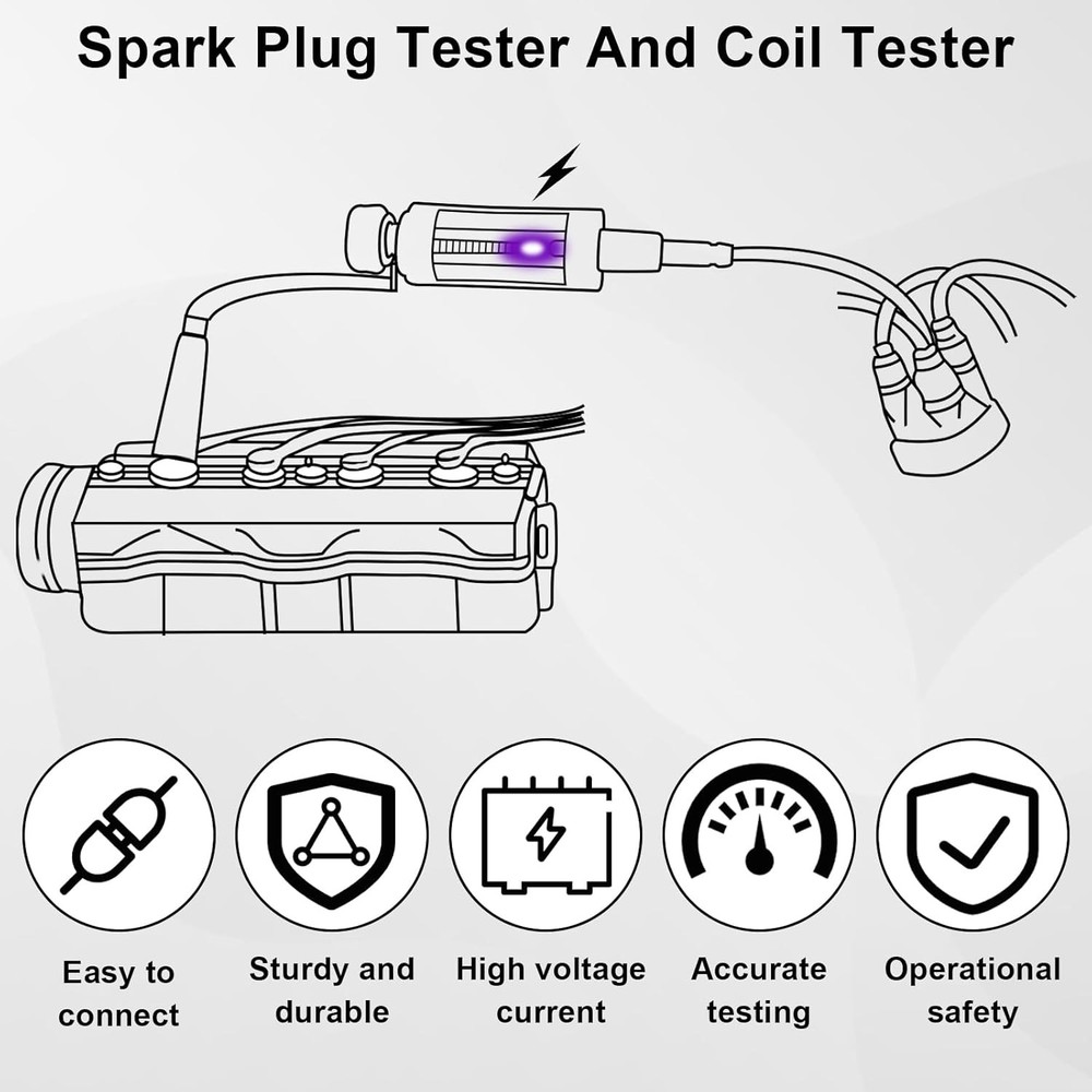 Spark Plug Tester, Adjustable Ignition Coil Tester System, Coil Pack Tester, Spa