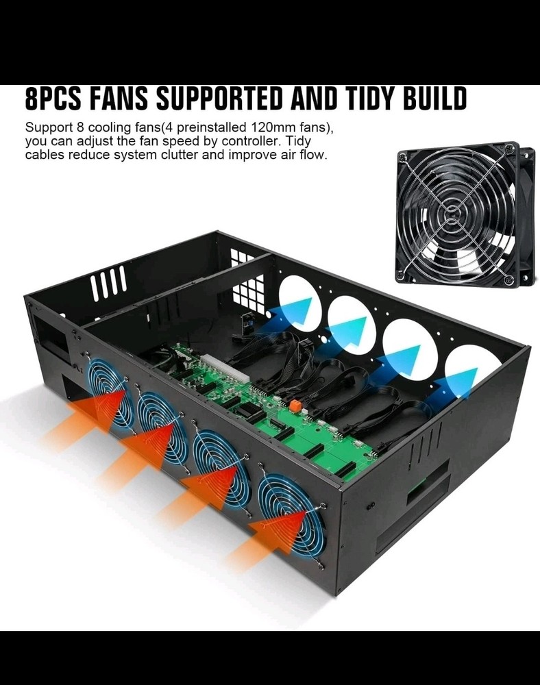 VTRETU 8 GPU Mining Rig Server Case for Crypto Miners