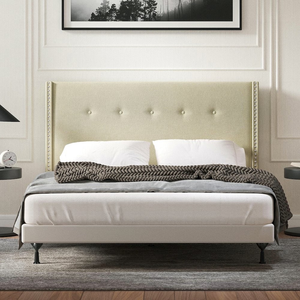 Upholstered Headboard Queen Beige