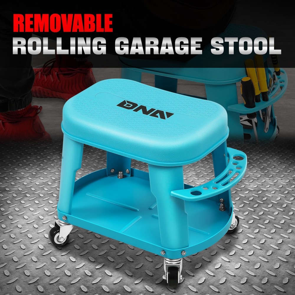 Removable Garage Mechanic Stool Rolling Workshop Mobile Seat w/Tool Storage Tray