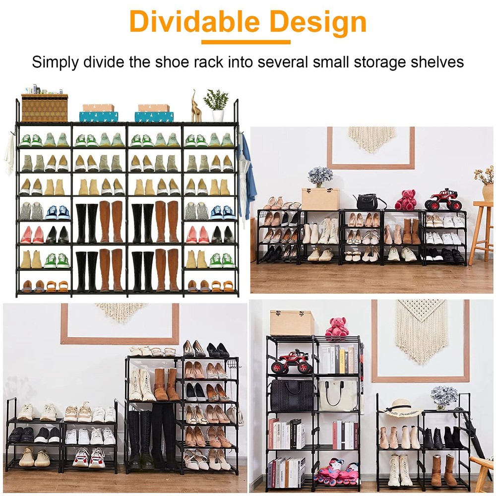 8-Tier Metal Shoe Rack Shelf Adjustable Entryway Stackable Storage Organizer