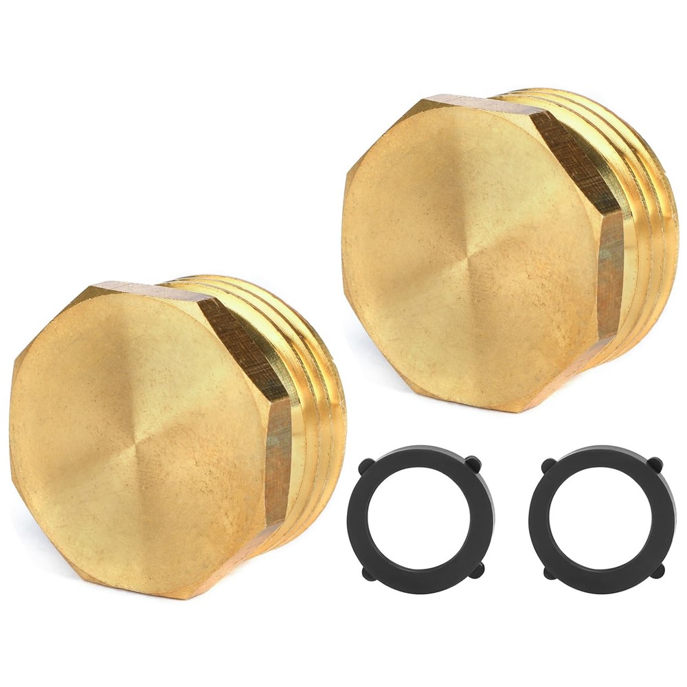 Male Brass Pipe Plug Outer Garden Hose 3/4" GHT Threaded 2 Pack,