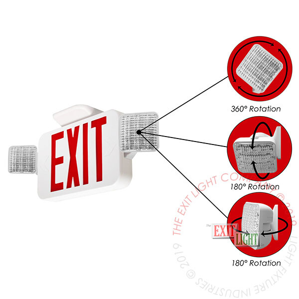 LFI Lights | Red LED Exit Sign Emergency Light Combo UL Listed | COMBO2-R-W-BB