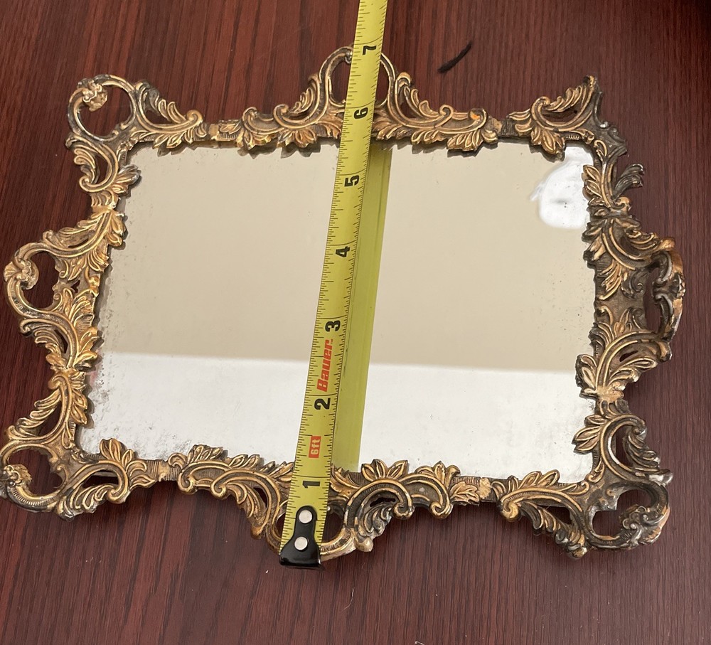 Gold Metal Ornate Framed Table Mirror