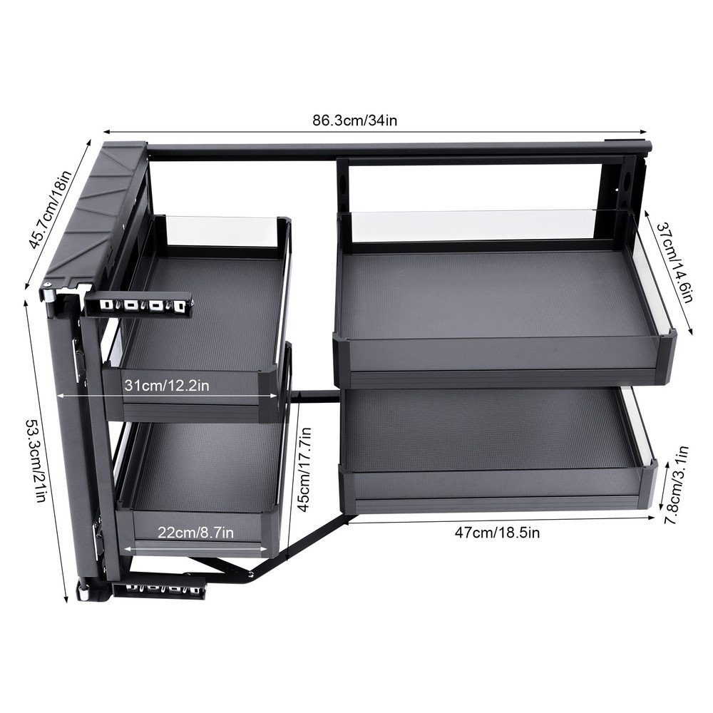 Blind Corner Cabinet Pull Out for 14" Organizer Kitchen Corner Cabinet Pull Out