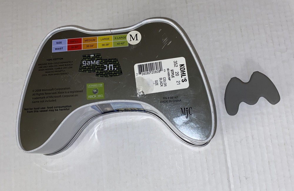 XBOX Empty Tin Kohls Rubber Eraser Controller c2008 Microsoft