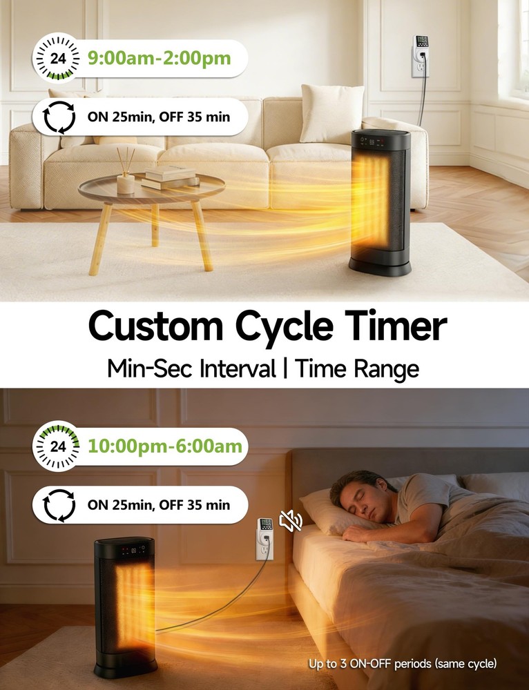 Techbee Indoor Digital Infinite Repeat Cycle Intermittent Outlet Timer Black