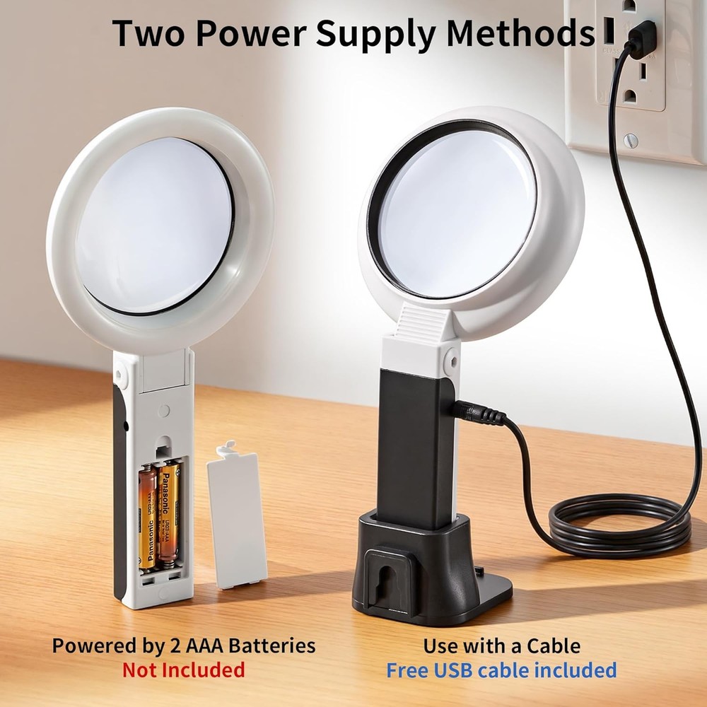 Magnifying Glass with Light – Foldable Handheld Stand for Jewelry & Reading