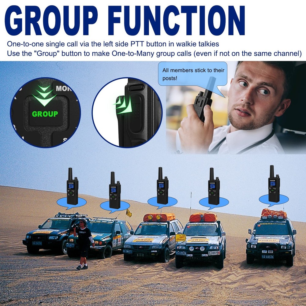 SAMCOM 4 Pack Two Way Radios Long Range Rechargeable All Black 4 Packs