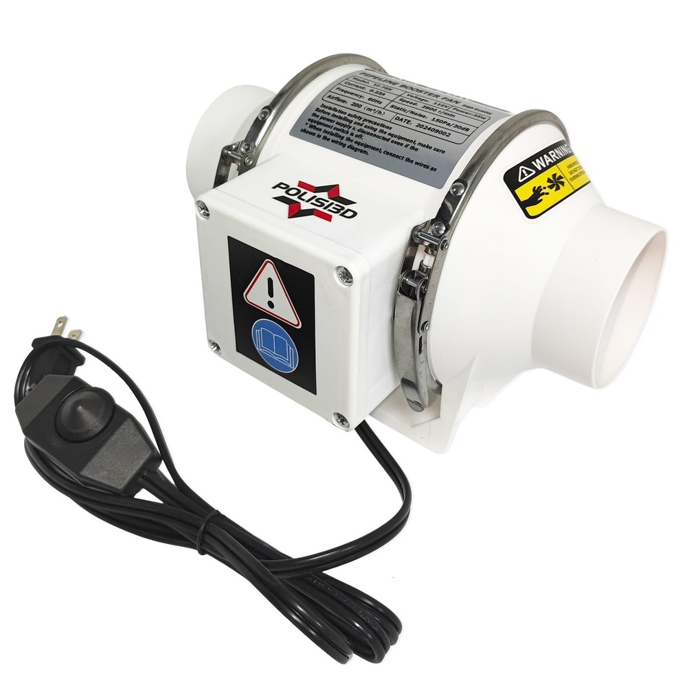 Powerful 3 Inch Inline Duct Ventilation Fan AC Vent Blower Exhaust White