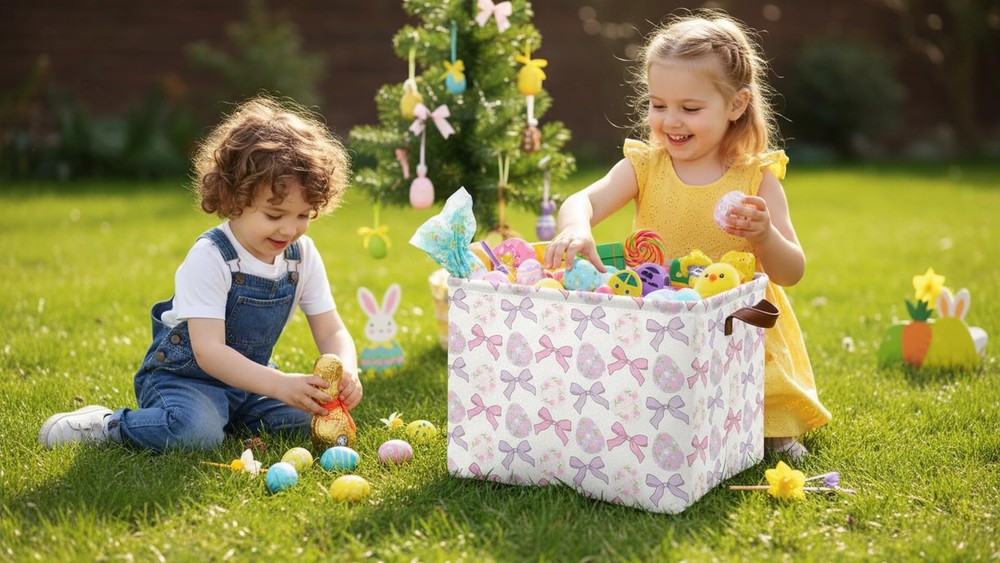 HKEC Rectangle Easter Basket Empty,Easter Gift Bakset,Easter Basket for Egg H...