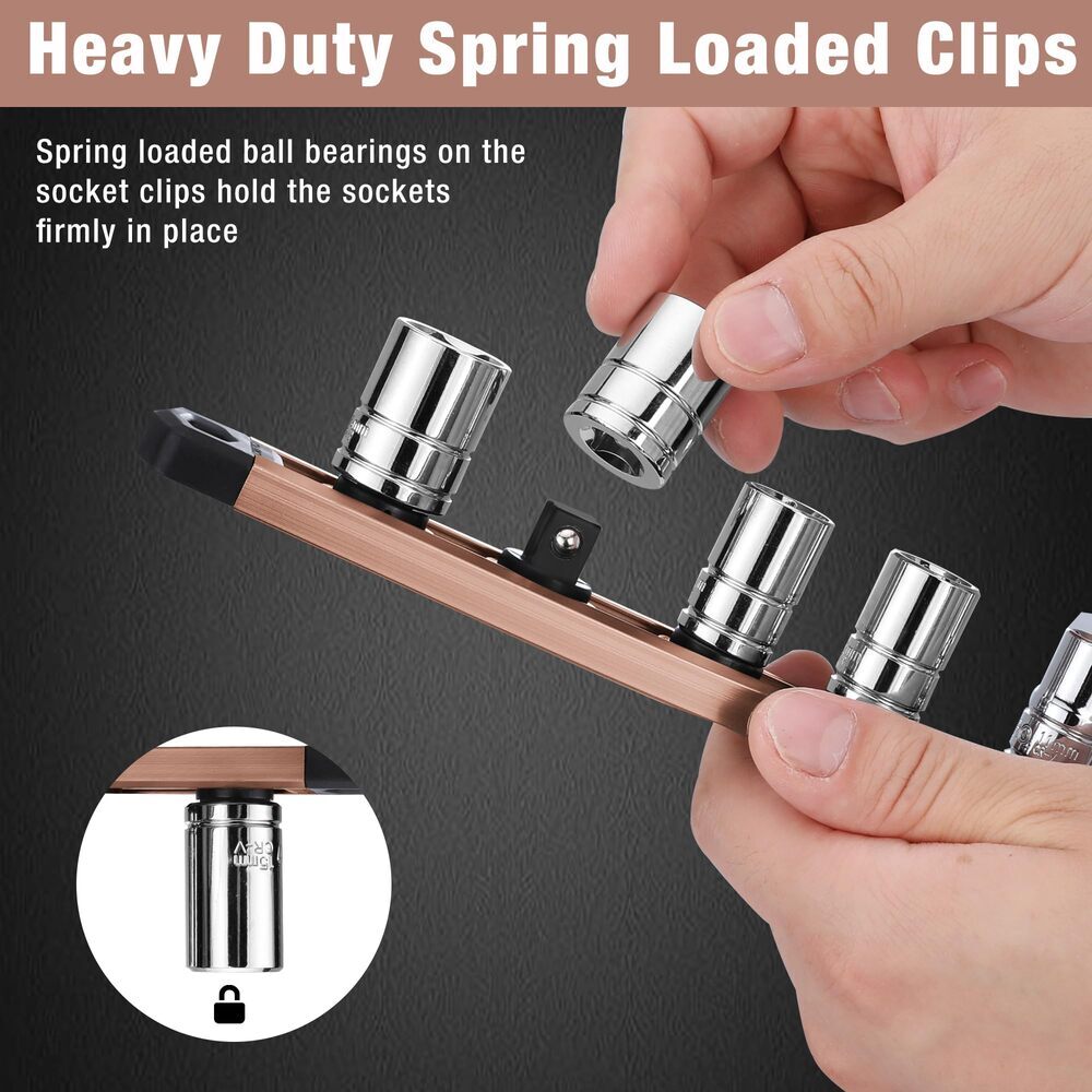 WORKPRO Magnetic Socket Organizer 3/8" Dr Heavy Duty Aluminum Alloy Socket Rails