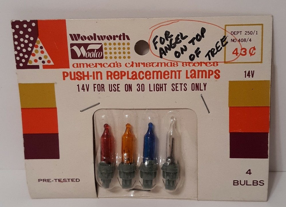 Vintage Woolworth 14 Volt 4 Replacement Mini Light Bulbs for 30 Light Sets ONLY