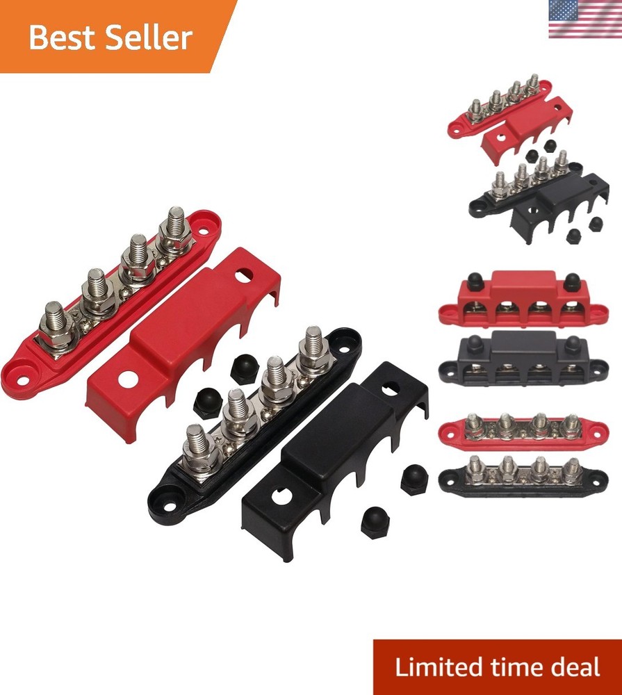 Compact 3/8" Power Distribution Block - 4 Studs, Weather Resistant Design
