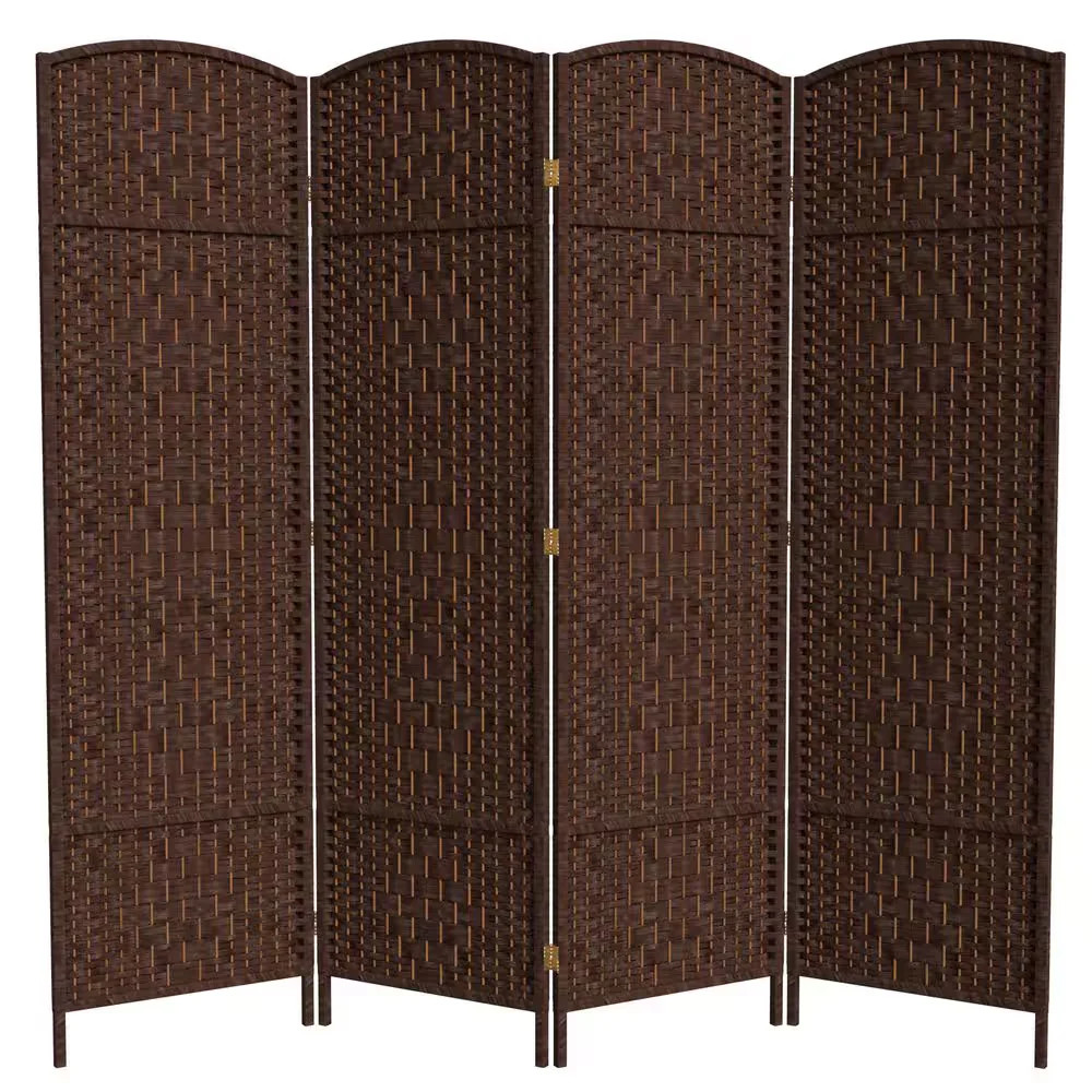 6ft Dark Mocha 4 Panel Room Divider Folding Privacy Screen Divider
