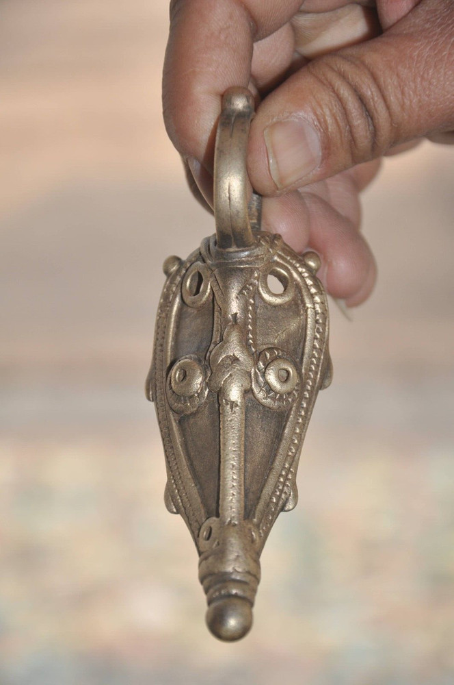 Vintage Brass Handcrafted Unique Shape Embossed Pendant