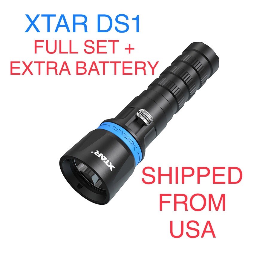 XTAR DS1 1000 Lumen Diving Flashlight FULL SET EXTRA BATTERY SILICON GREASE