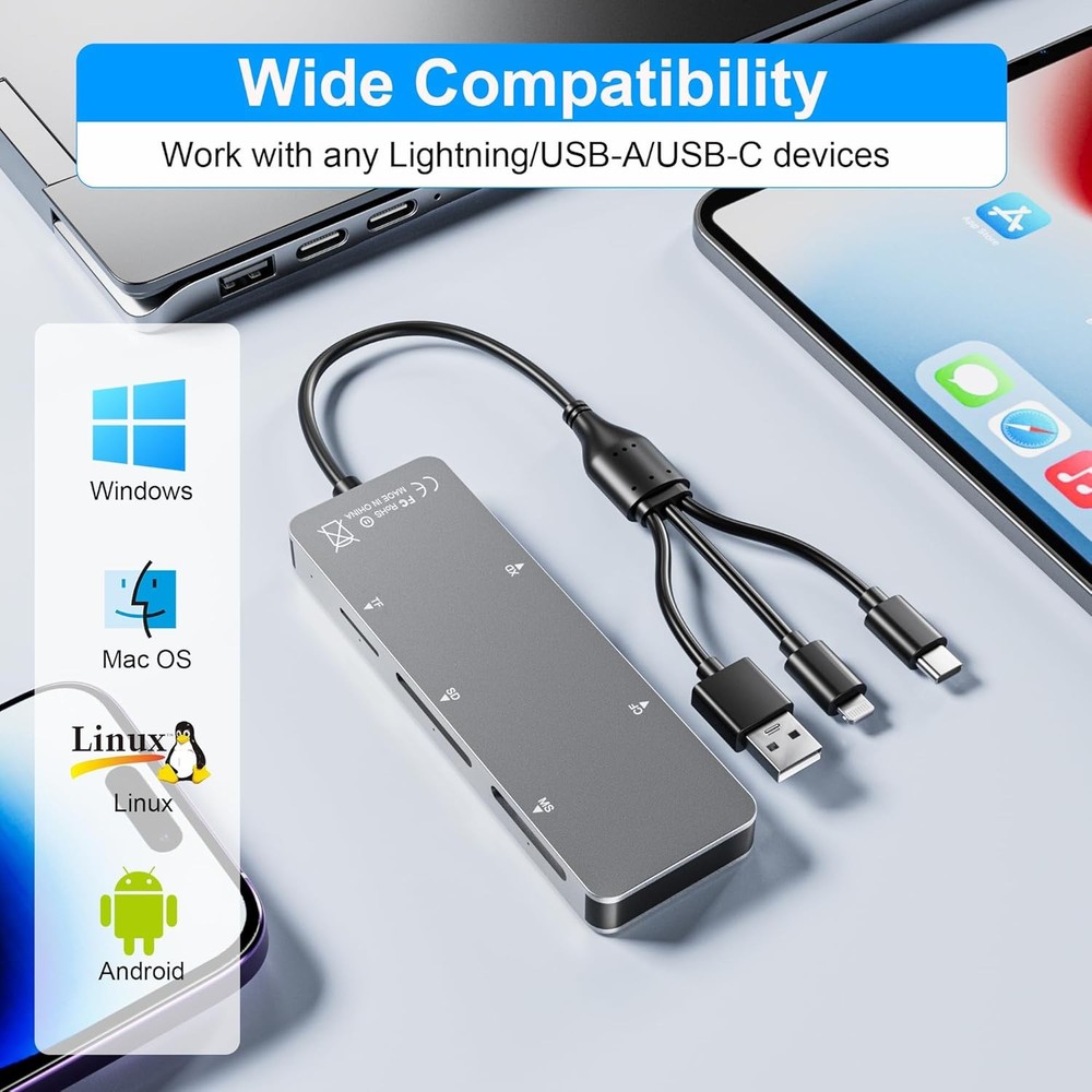 Memory Stick pro Duo Adapter 5-in-1 Multi Card Reader Supports Silver