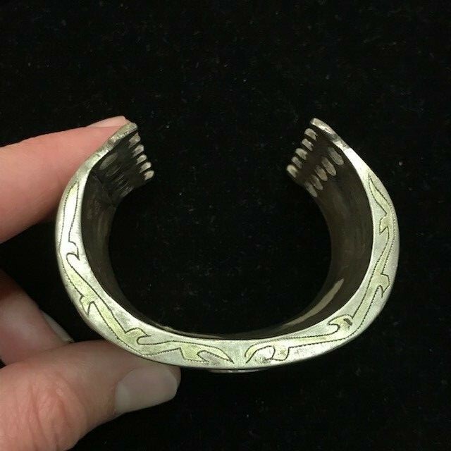 Sasanian Style Silver and Carnelian Cuff Bangle