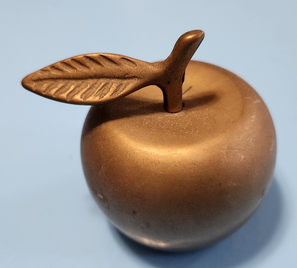 Vintage 2.5" Brass Teacher's Apple with Leaf And Stem- Eve's Poison Dinner Bell
