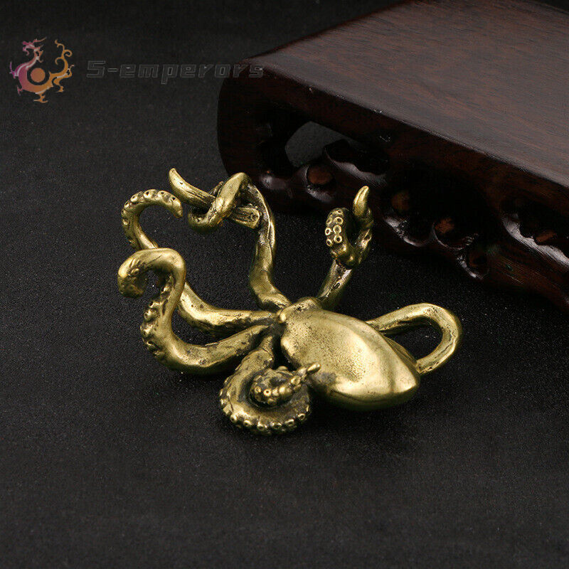 Rare Solid Brass Octopus Figurine Statue Home Ornaments Animal Figurines Gift