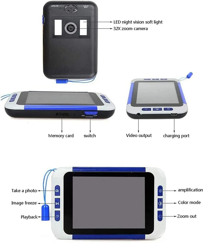2-32X 3.5" LCD Electronic Reading Digital Magnifier Reading Aid for Low Vision