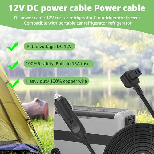 DC Car Refrigerator Power Cord Compatible with Alpicool, Bodega, Euhomy,