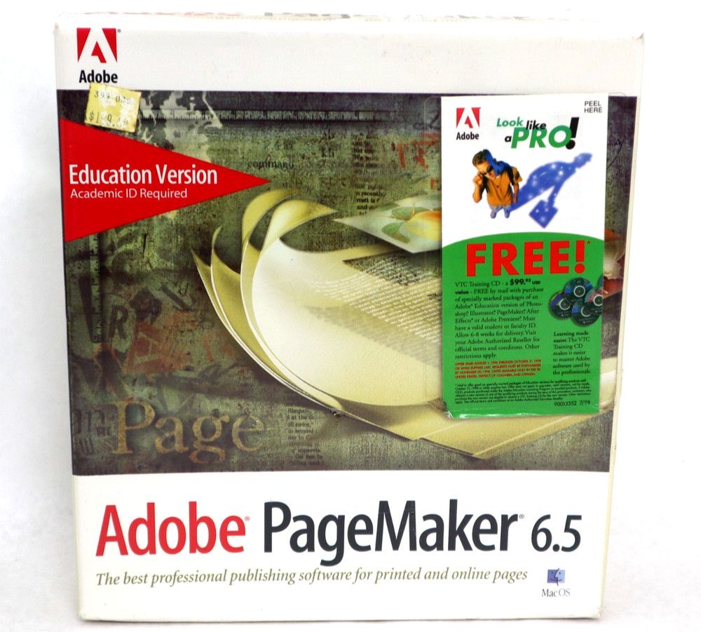 Adobe PageMaker 6.5 Windows Education Version MAC OS NOS Sealed with shelf wear