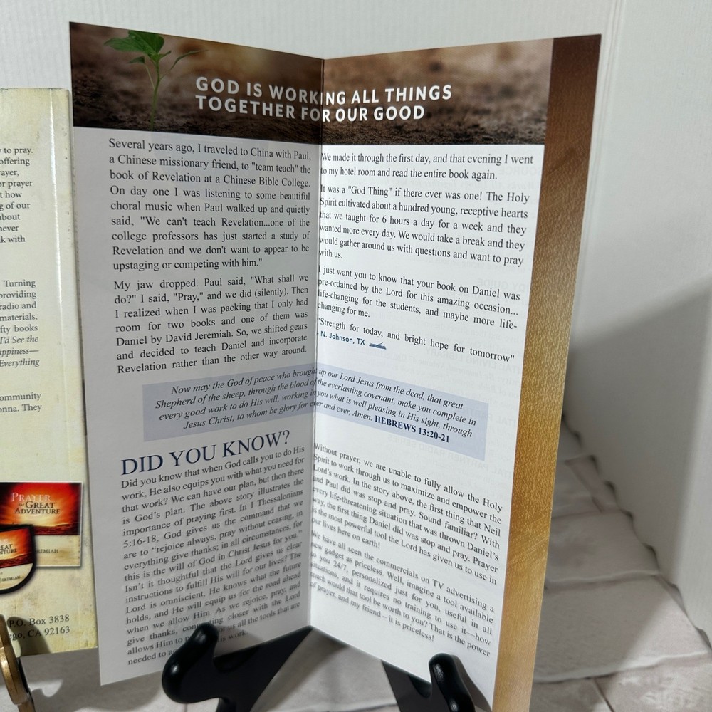 David Jeremiah Prayer The Great Adventure Study Guide Book, pamphlet, & Bookmark