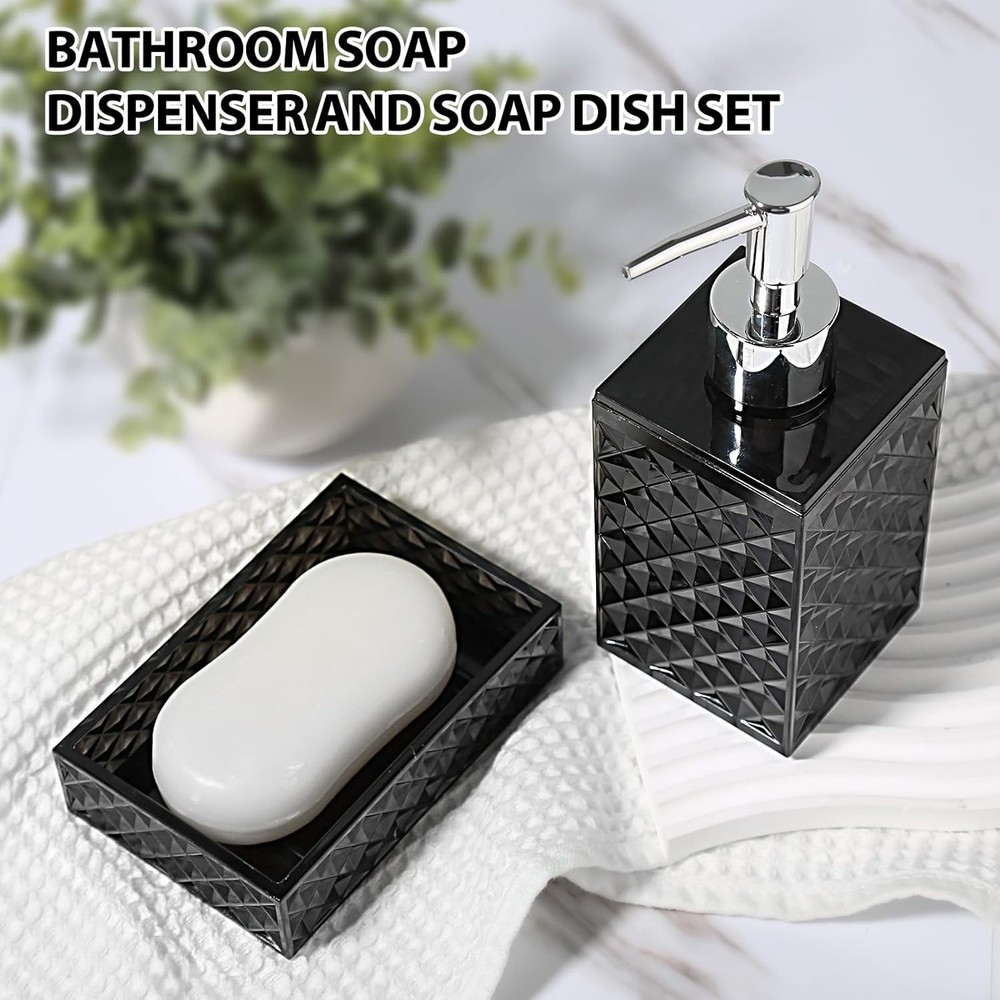 Black Bathroom Accessories Set, 4 Pack Matte Black Bath Accessory Sets Comple...