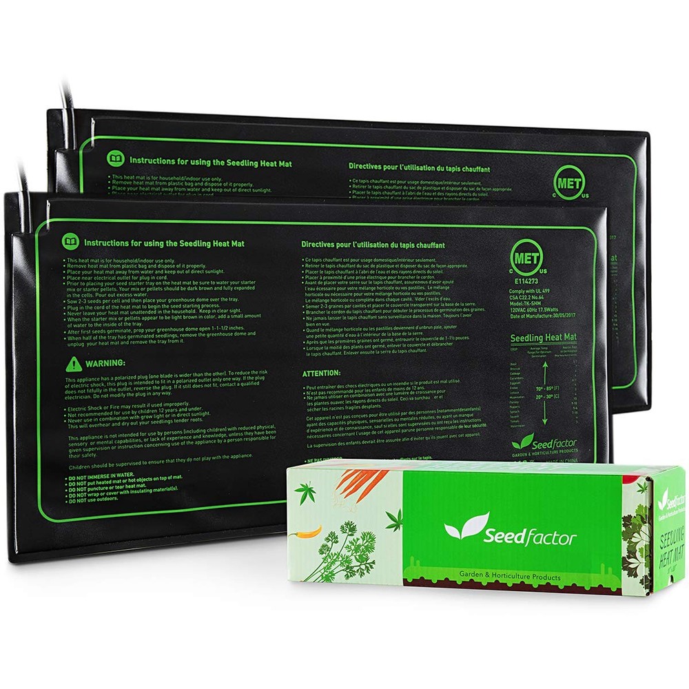 MET Certified 2 Pack Seedling Heat Mat, Seedfactor Waterproof Durable Germina