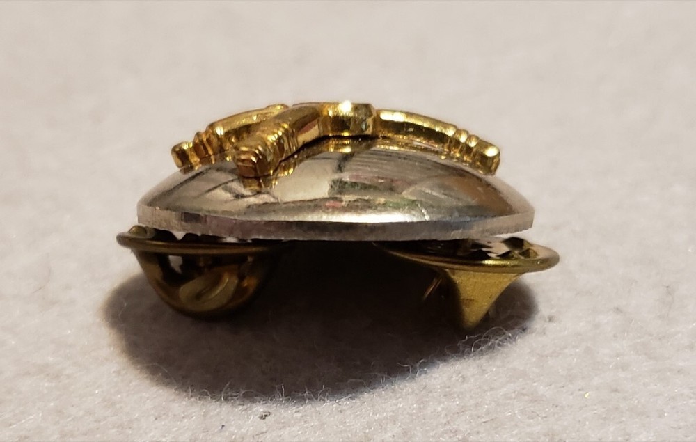 Korean War Coast Artillery Domed Collar Disk - Silver colored - Gemsco