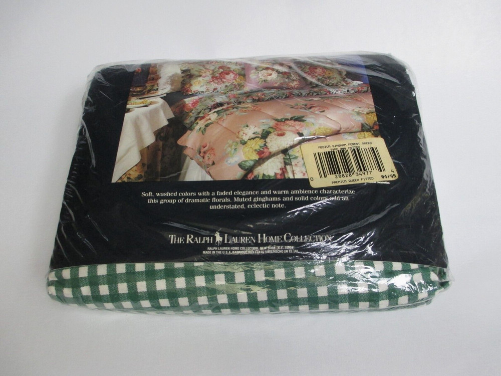 New Ralph Lauren Medium Gingham Forest Green Fitted Sheet - Queen