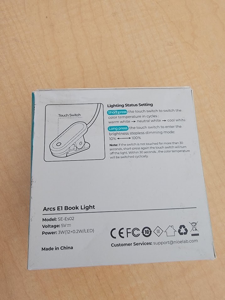 Nioe Lab ARCS E1 BOOK LIGHT LED Clip SE-Es02