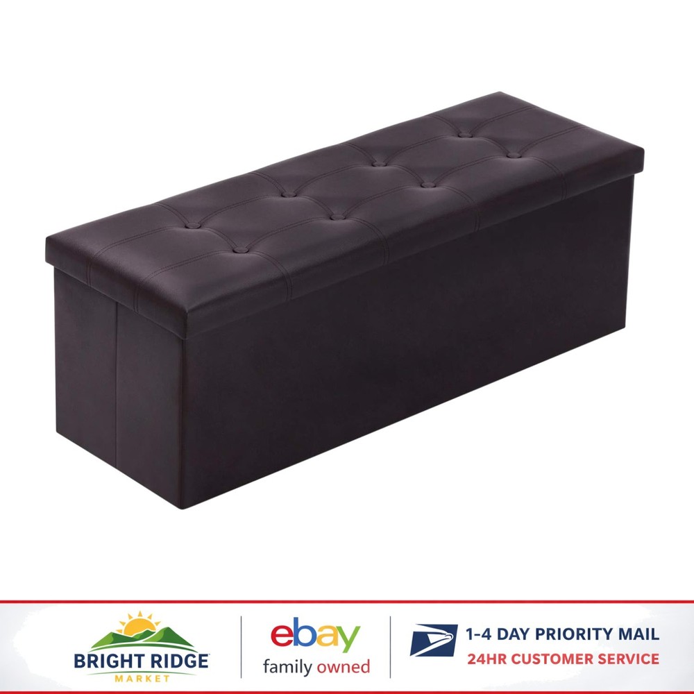 Rectangular Faux Leather Ottoman with Spacious Storage Chest for Toys & Blankets