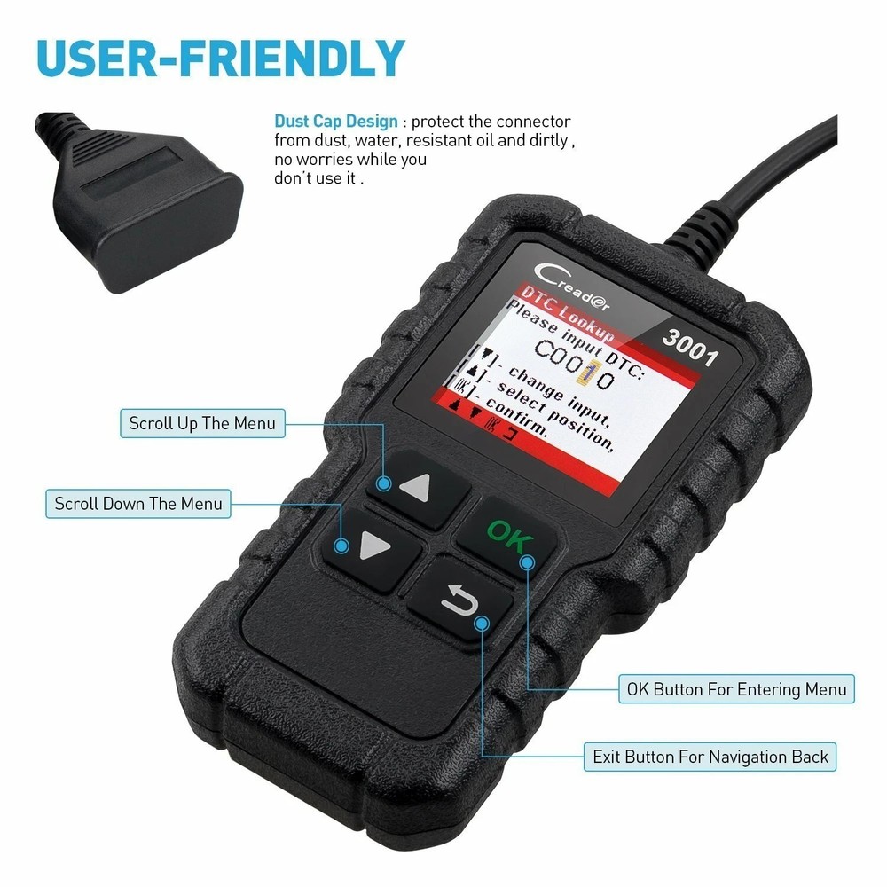 LAUNCH CR3001 Automotive OBD2 Scanner full OBD Code Reader Car Diagnostic Tool