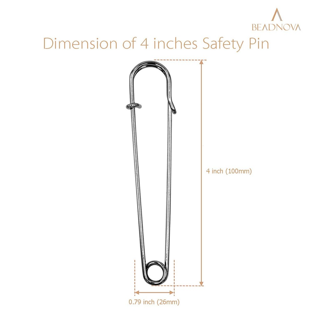BEADNOVA 4 Inch Large Safety Pins for Clothes