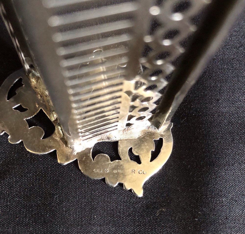 Hallmarked Silver Plate Sugar Cube Server With Tongs