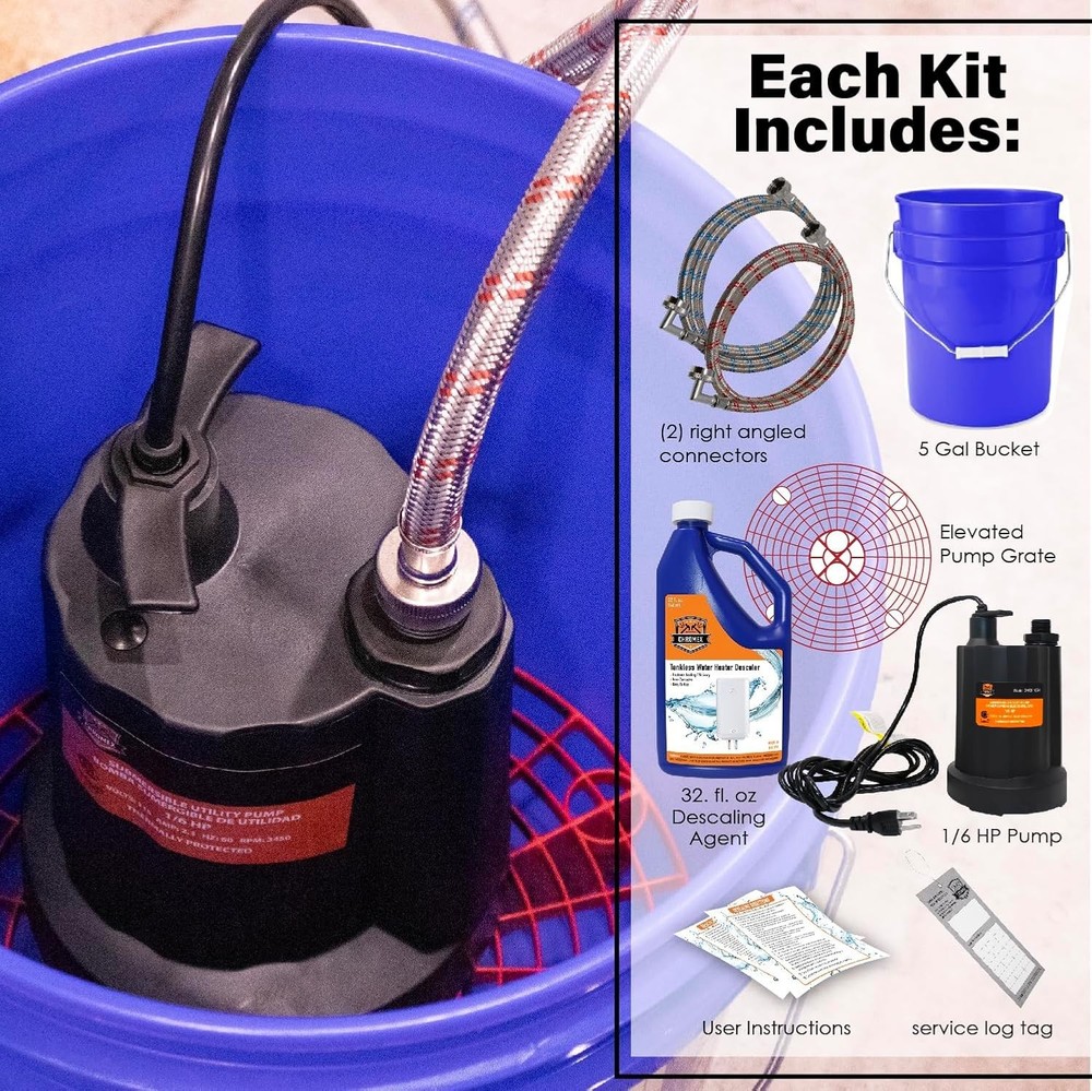 Chromex Tankless Water Heater Flush Kit with Certified Liquid Descaling Solution