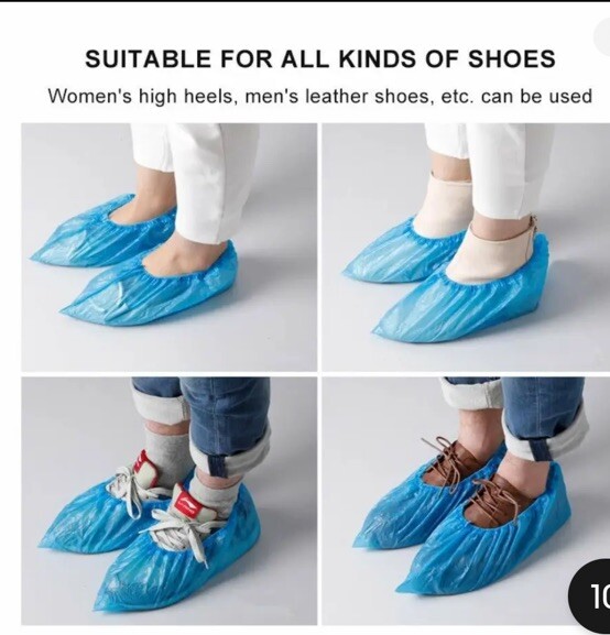 Buself Disposable Plastic Shoe Covers, 100 Pcs