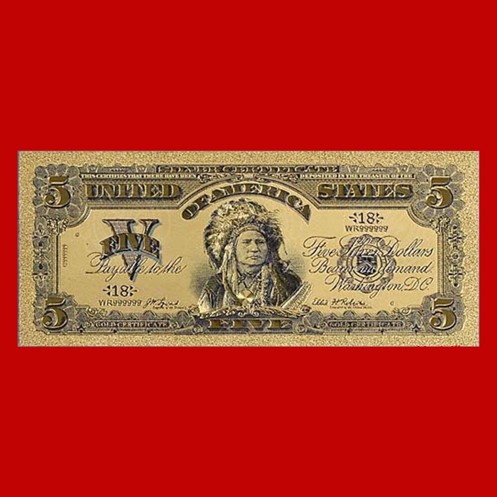 1899 $5 Silver Certificate Indian Chief